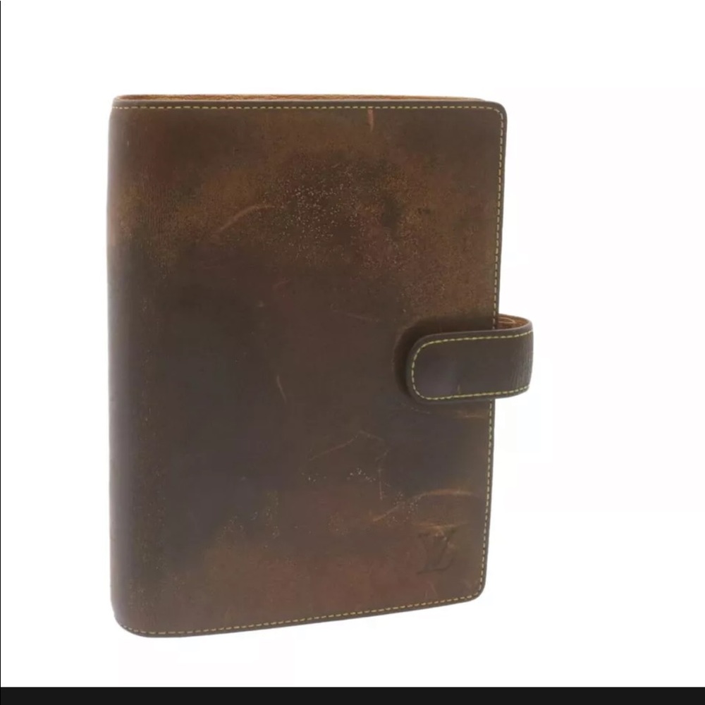 LOUIS VUITTON Nomad Agenda MM Day Planner Cover Beige R20473 LV Auth yk2347